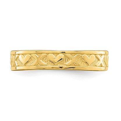 14K Gelbgold Klein X und Herzen Verstellbar Zehenring