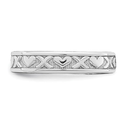 14K Weißgold Klein X und Herzen Verstellbar Zehenring