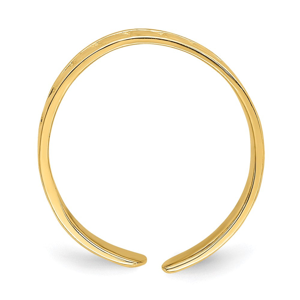 14K Gelbgold Verstellbar Blatt Graviert Design Zehenring