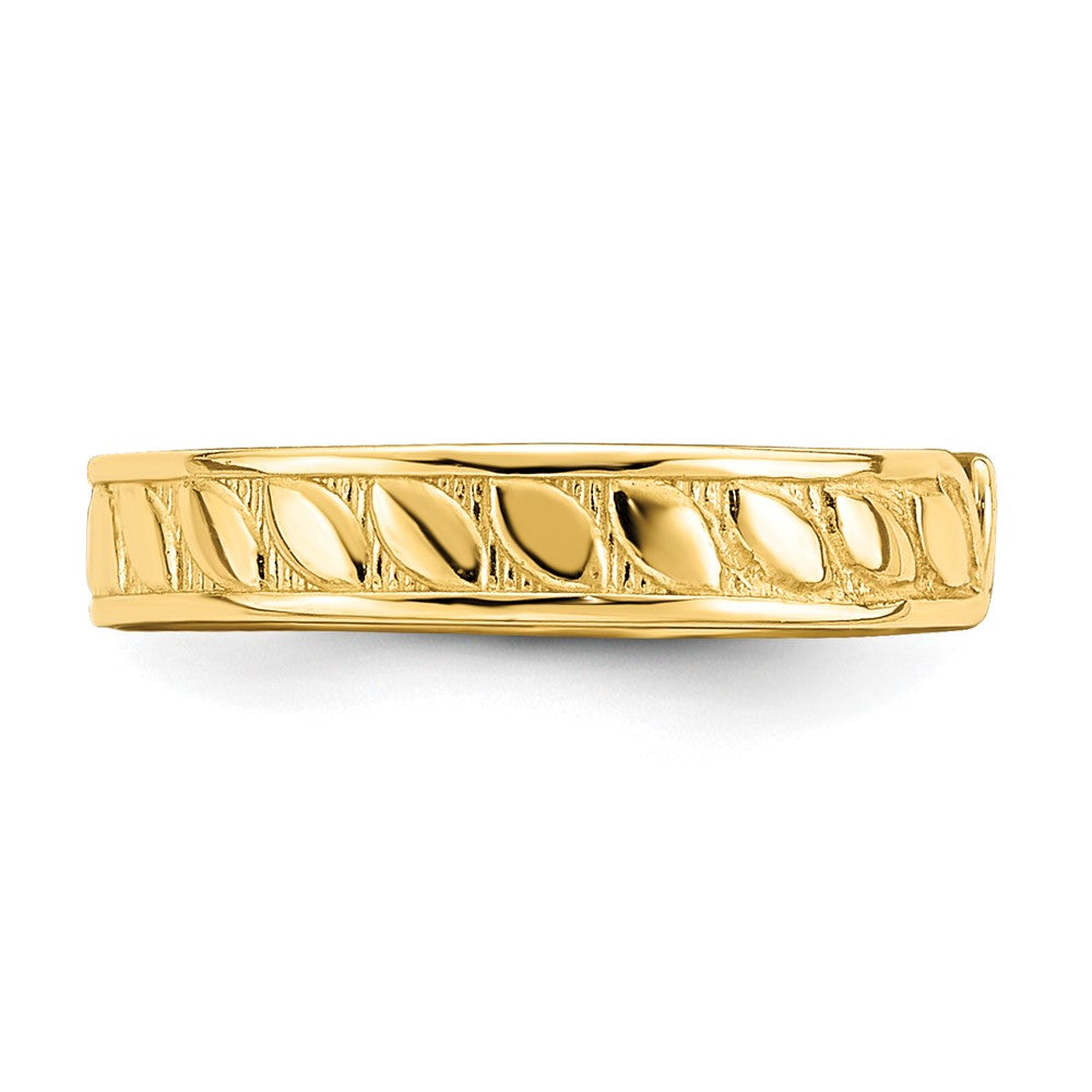 14K Gelbgold Verstellbar Blatt Graviert Design Zehenring