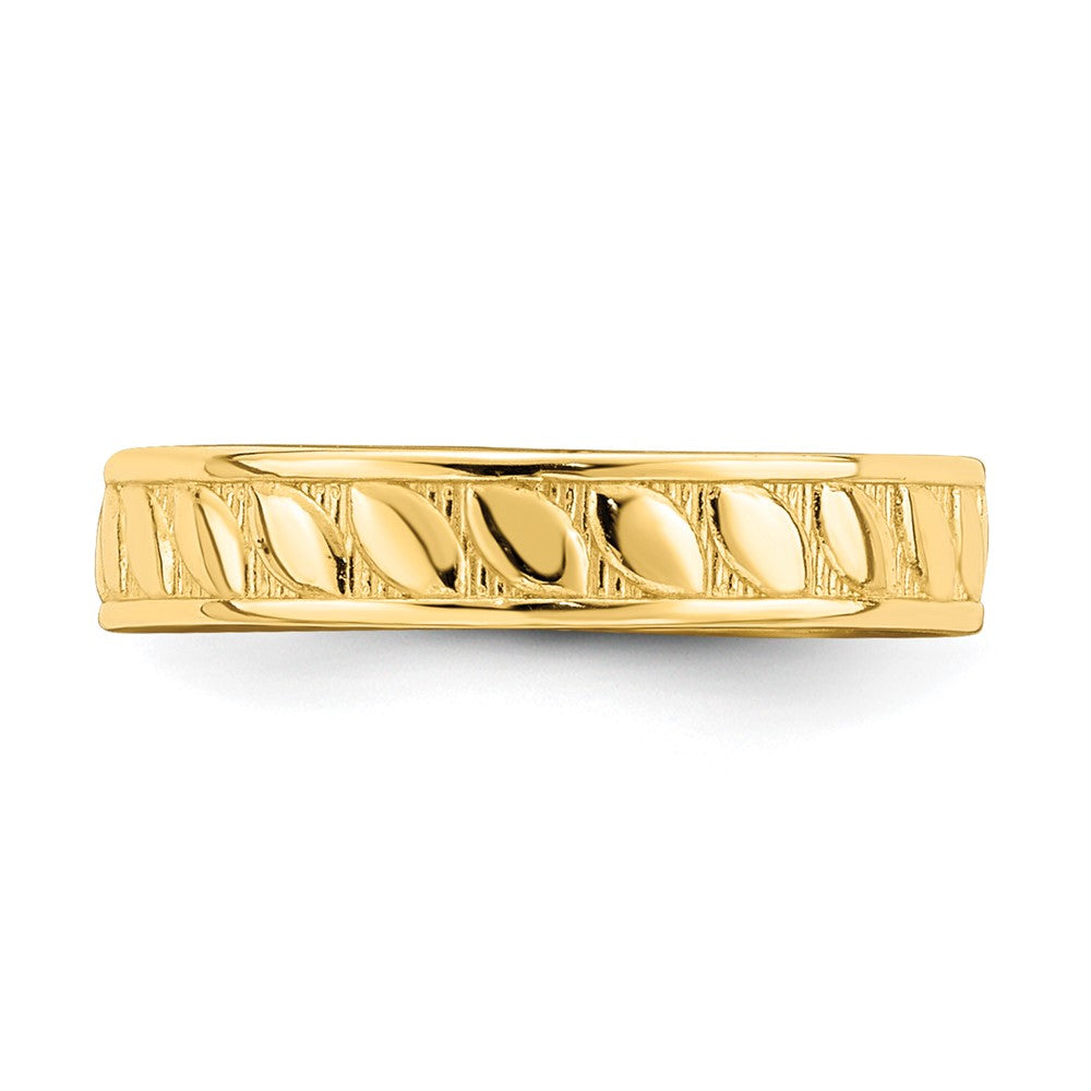 14K Gelbgold Verstellbar Blatt Graviert Design Zehenring