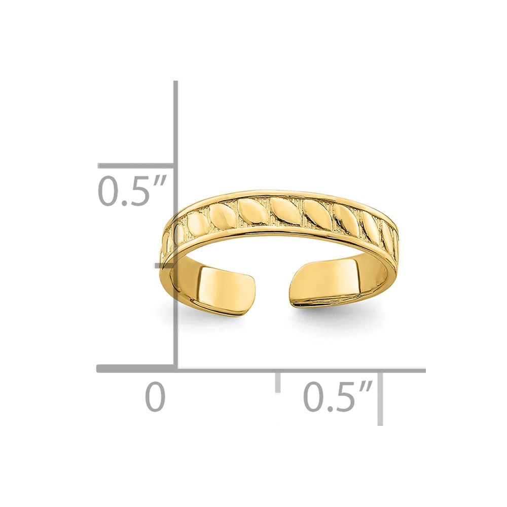 14K Gelbgold Verstellbar Blatt Graviert Design Zehenring