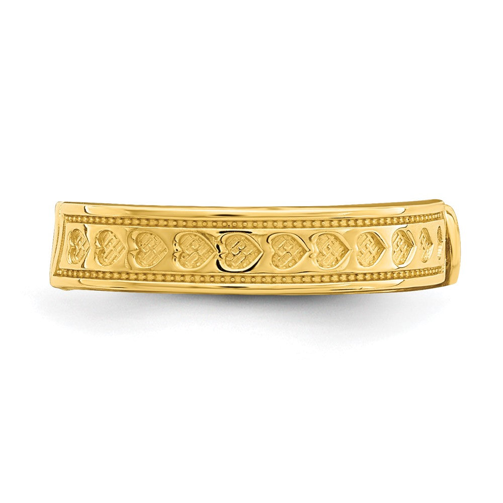 14K Gelbgold Graviert Herz Design Verstellbar Zehenring