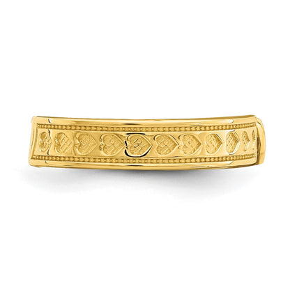 14K Gelbgold Graviert Herz Design Verstellbar Zehenring