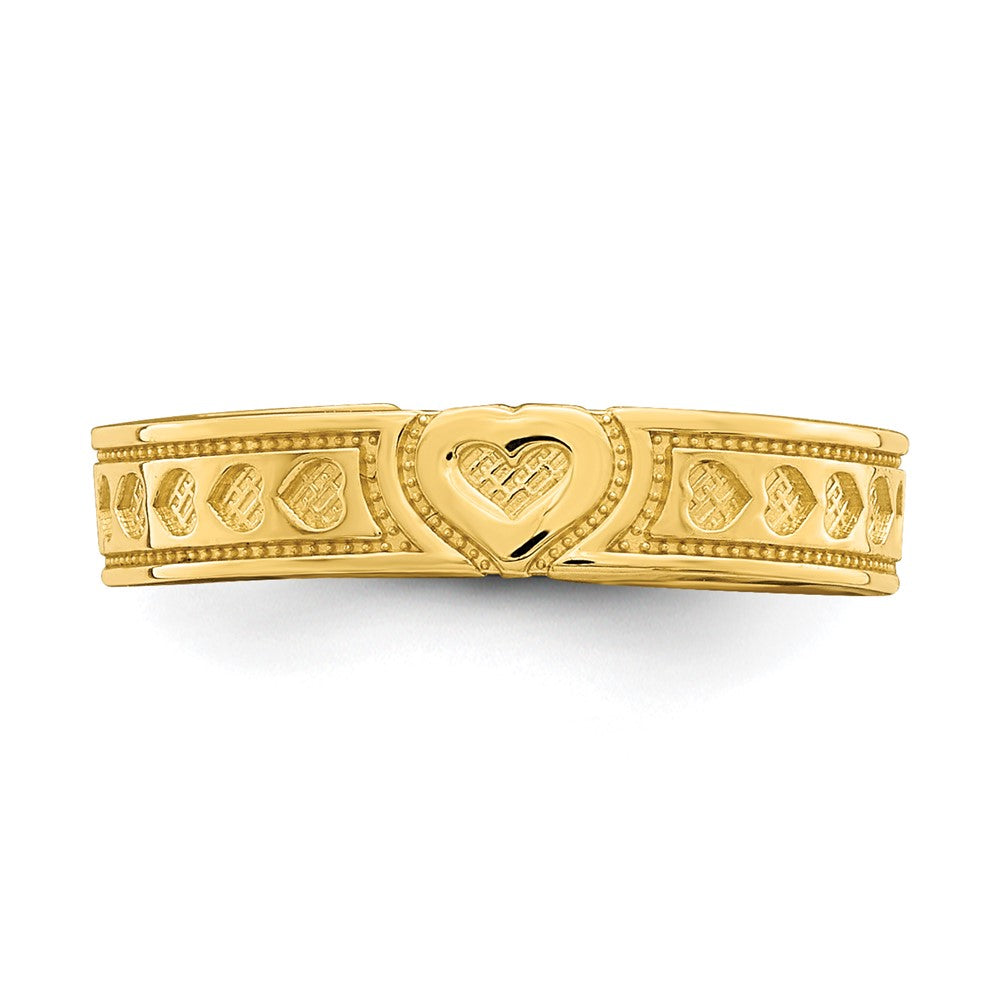 14K Gelbgold Graviert Herz Design Verstellbar Zehenring