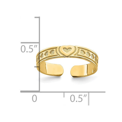 14K Gelbgold Graviert Herz Design Verstellbar Zehenring