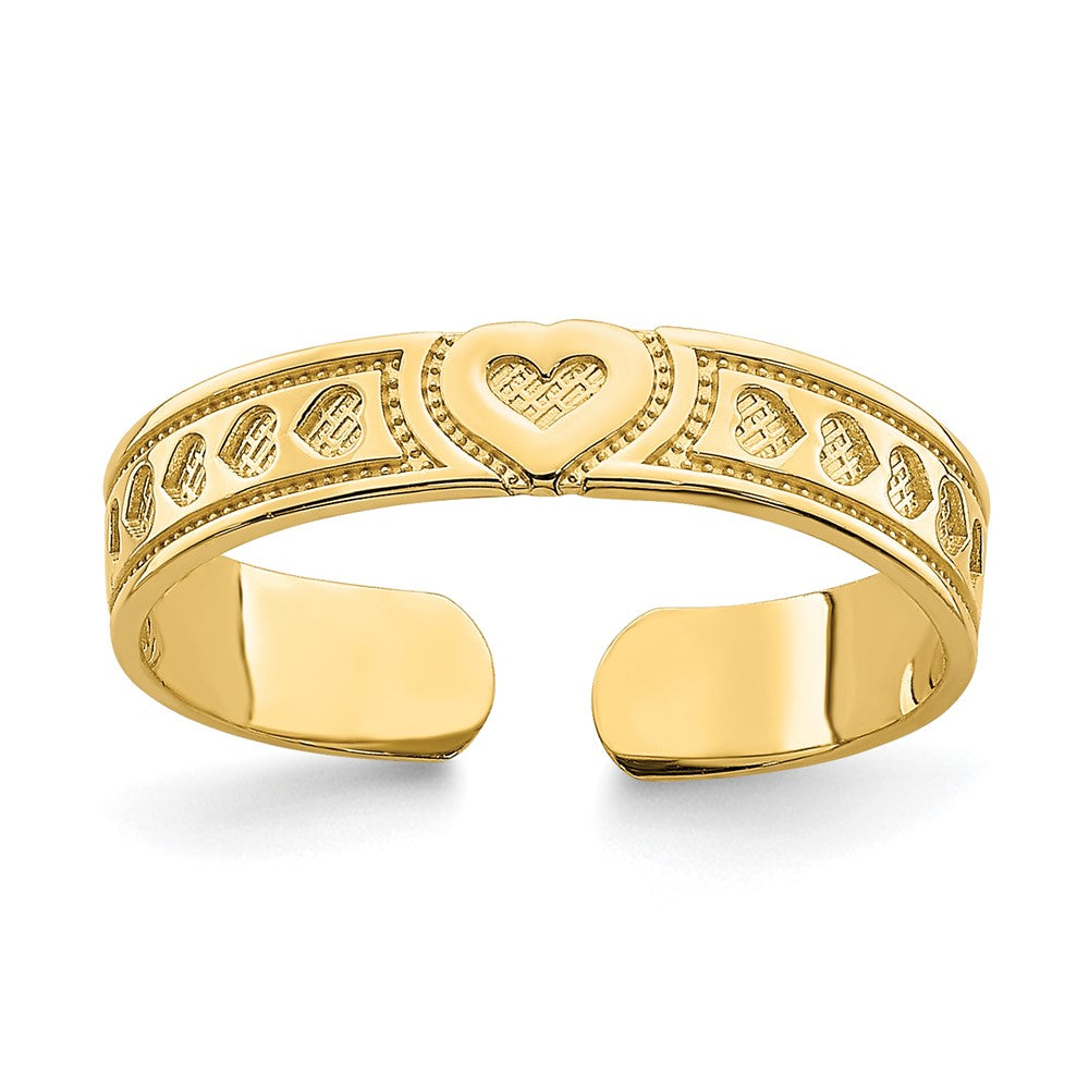 14K Gelbgold Graviert Herz Design Verstellbar Zehenring
