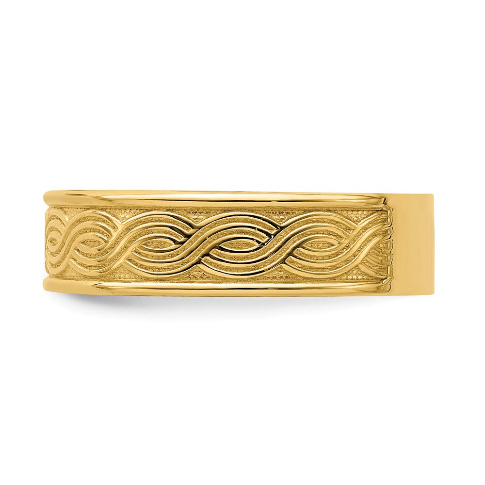 14K Gelbgold Ring "Welle" mit Gravur für den Daumen