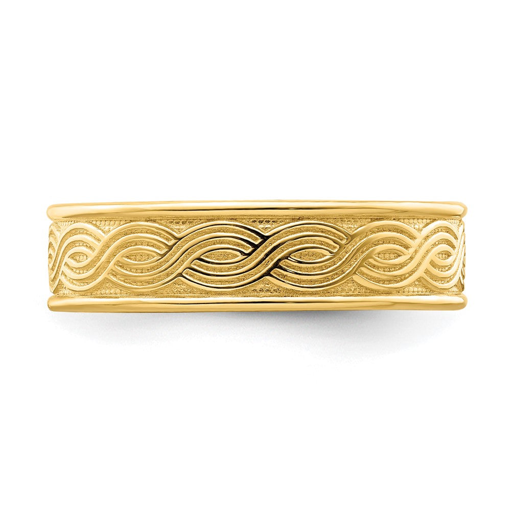 14K Gelbgold Ring "Welle" mit Gravur für den Daumen