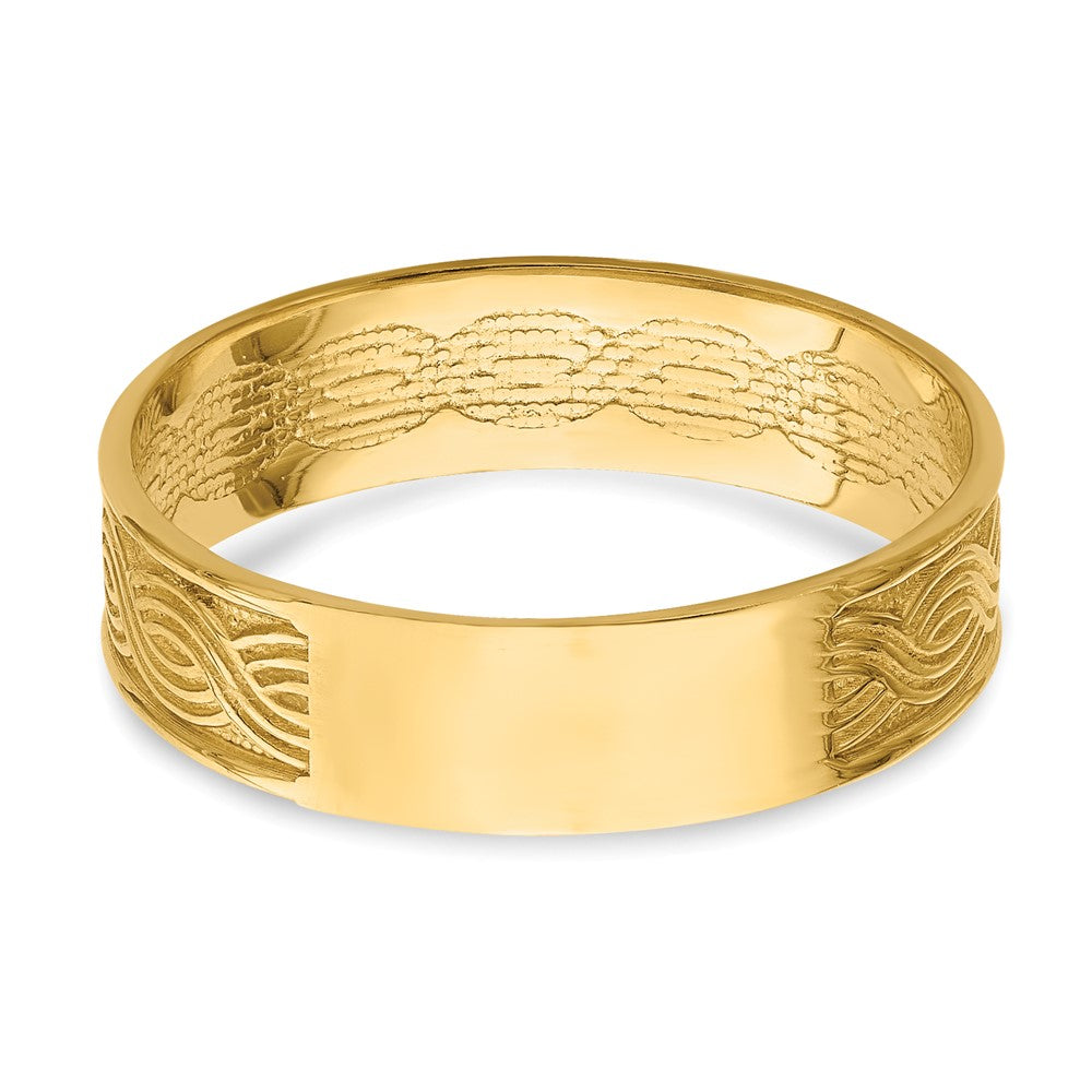 14K Gelbgold Ring "Welle" mit Gravur für den Daumen
