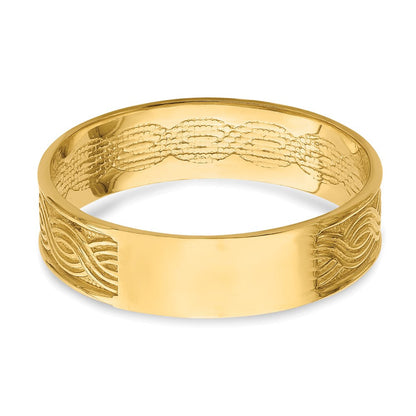 14K Gelbgold Ring "Welle" mit Gravur für den Daumen