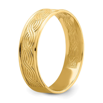 14K Gelbgold Ring "Welle" mit Gravur für den Daumen