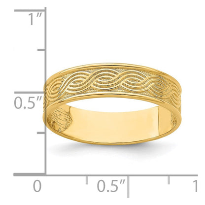 14K Gelbgold Ring "Welle" mit Gravur für den Daumen