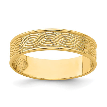 14K Gelbgold Ring "Welle" mit Gravur für den Daumen