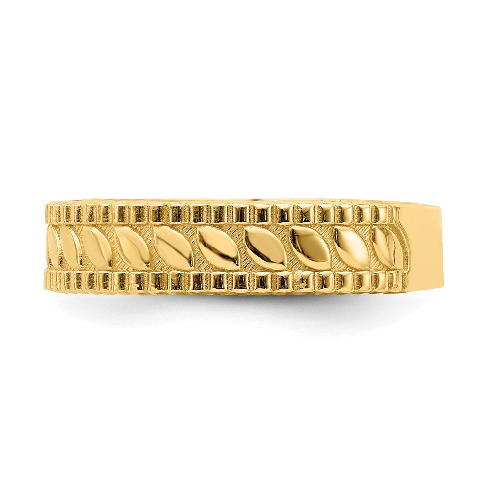 14K Gelbgold Blatt Graviert Thumb Ring (size 9)