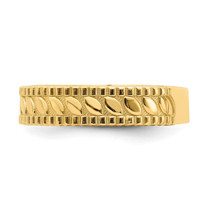 14K Gelbgold Blatt Graviert Thumb Ring (size 9)