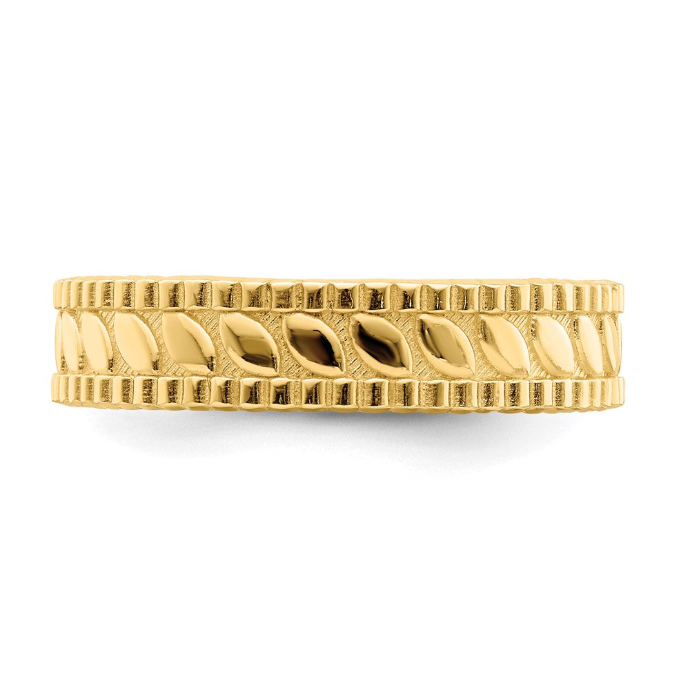 14K Gelbgold Blatt Graviert Thumb Ring (size 9)