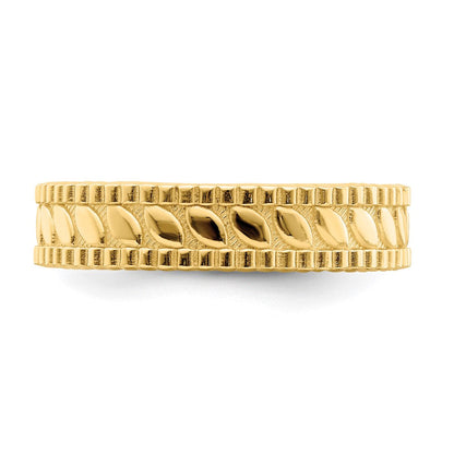 14K Gelbgold Blatt Graviert Thumb Ring (size 9)