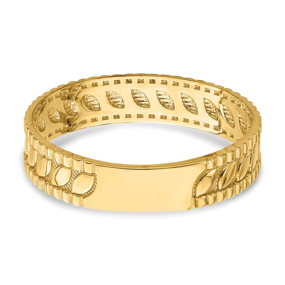 14K Gelbgold Blatt Graviert Thumb Ring (size 9)