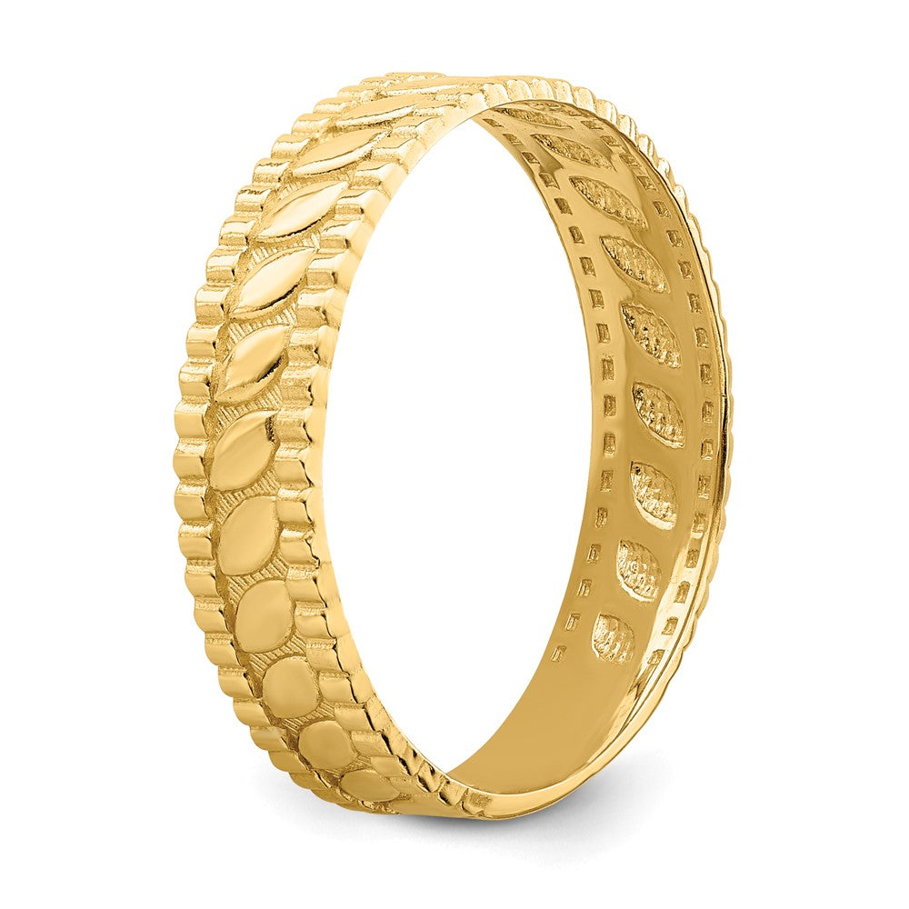 14K Gelbgold Blatt Graviert Thumb Ring (size 9)