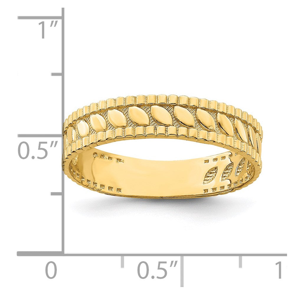 14K Gelbgold Blatt Graviert Thumb Ring (size 9)