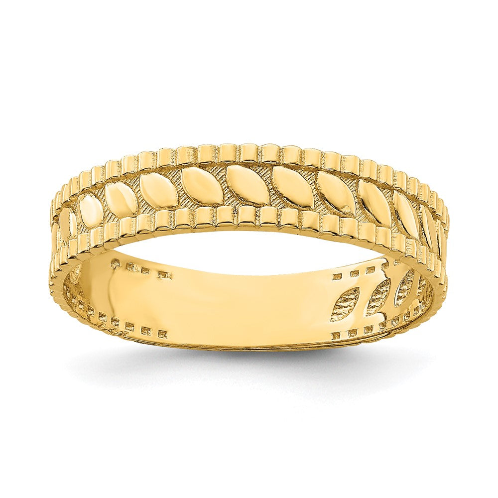 14K Gelbgold Blatt Graviert Thumb Ring (size 9)