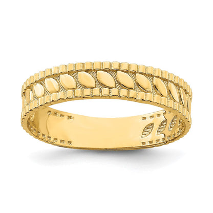 14K Gelbgold Blatt Graviert Thumb Ring (size 9)