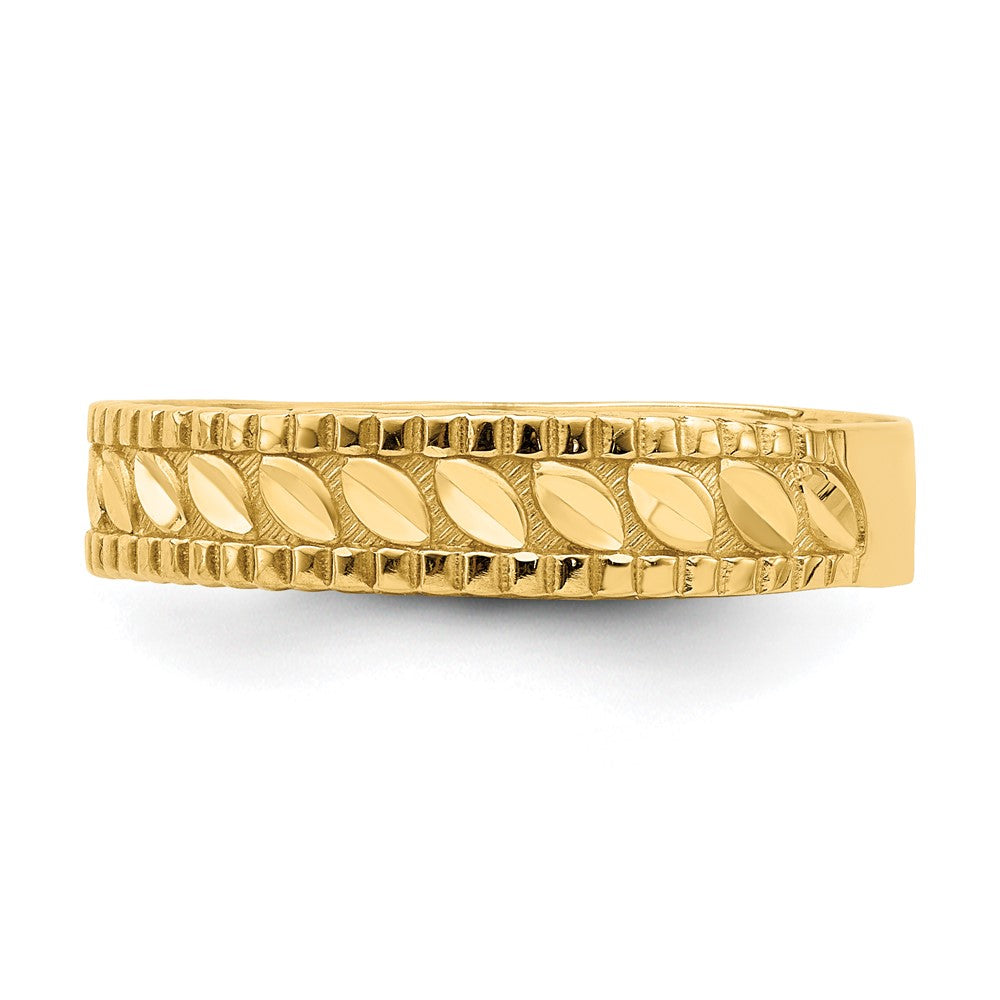 14K Gelbgold Diamantiert Blatt Graviert Thumb Ring (size 9)