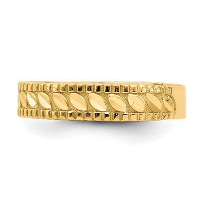 14K Gelbgold Diamantiert Blatt Graviert Thumb Ring (size 9)