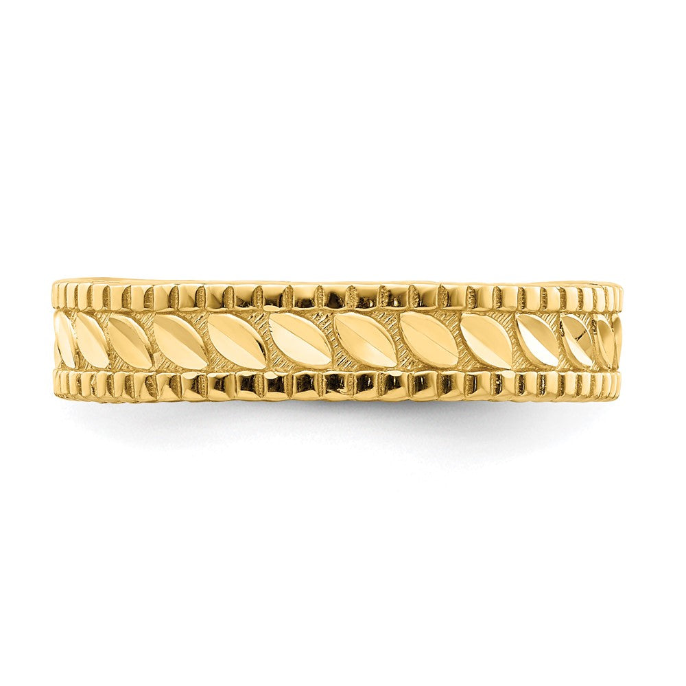 14K Gelbgold Diamantiert Blatt Graviert Thumb Ring (size 9)