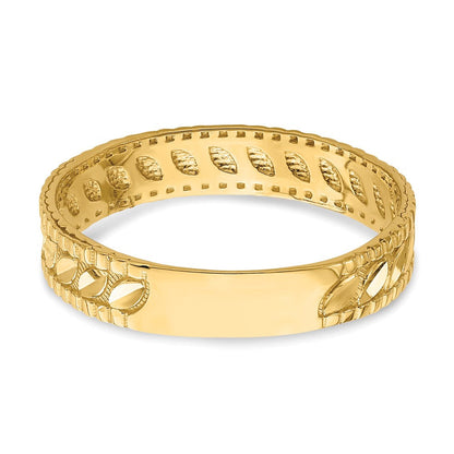 14K Gelbgold Diamantiert Blatt Graviert Thumb Ring (size 9)