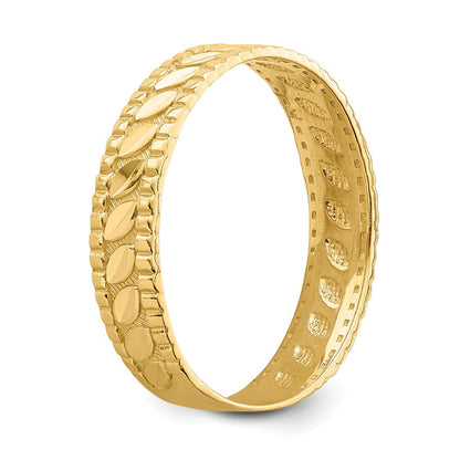 14K Gelbgold Diamantiert Blatt Graviert Thumb Ring (size 9)