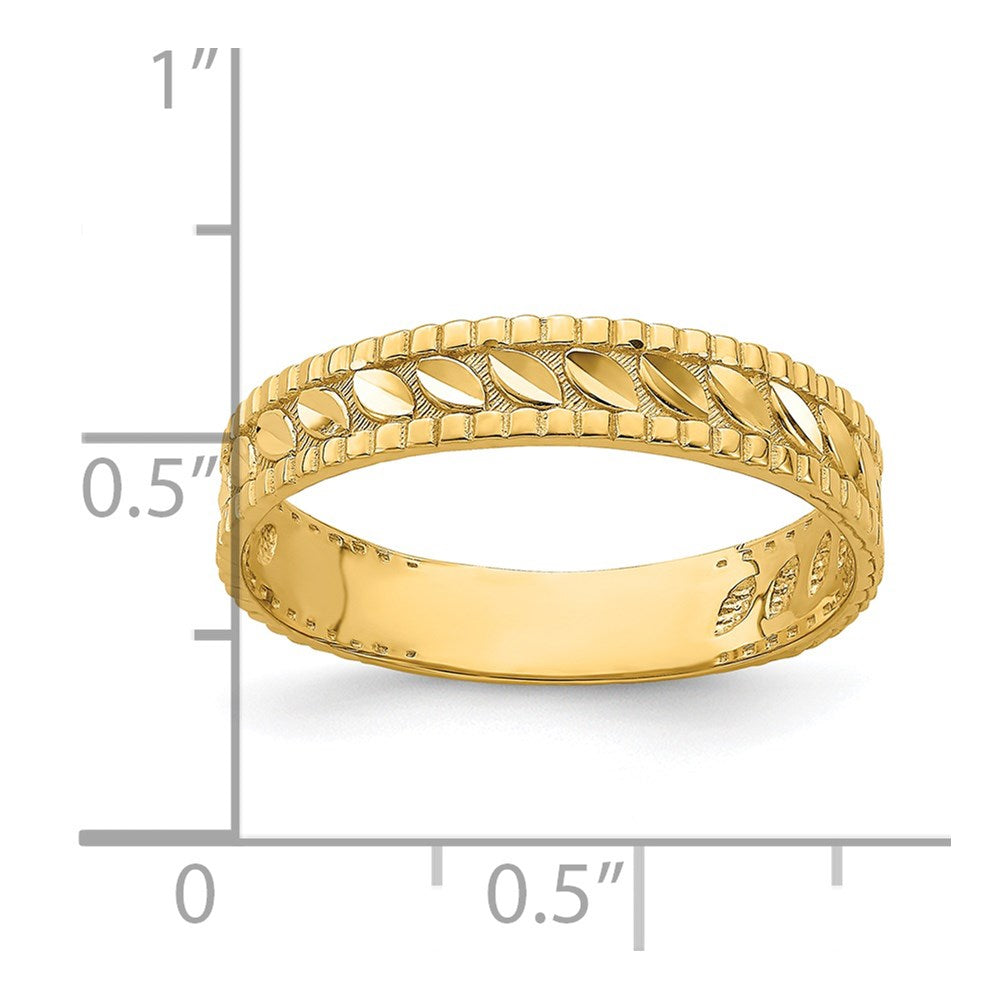 14K Gelbgold Diamantiert Blatt Graviert Thumb Ring (size 9)