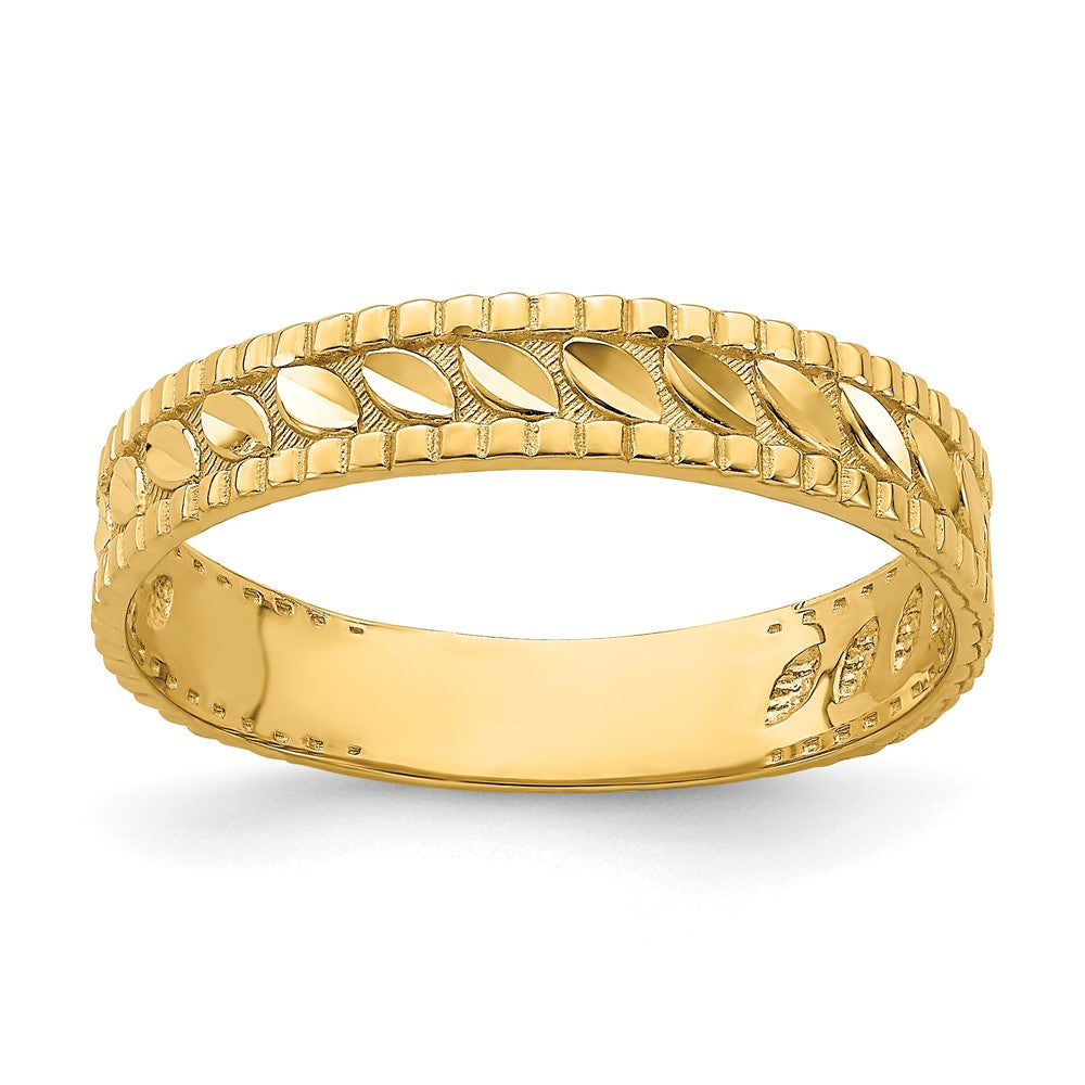14K Gelbgold Diamantiert Blatt Graviert Thumb Ring (size 9)