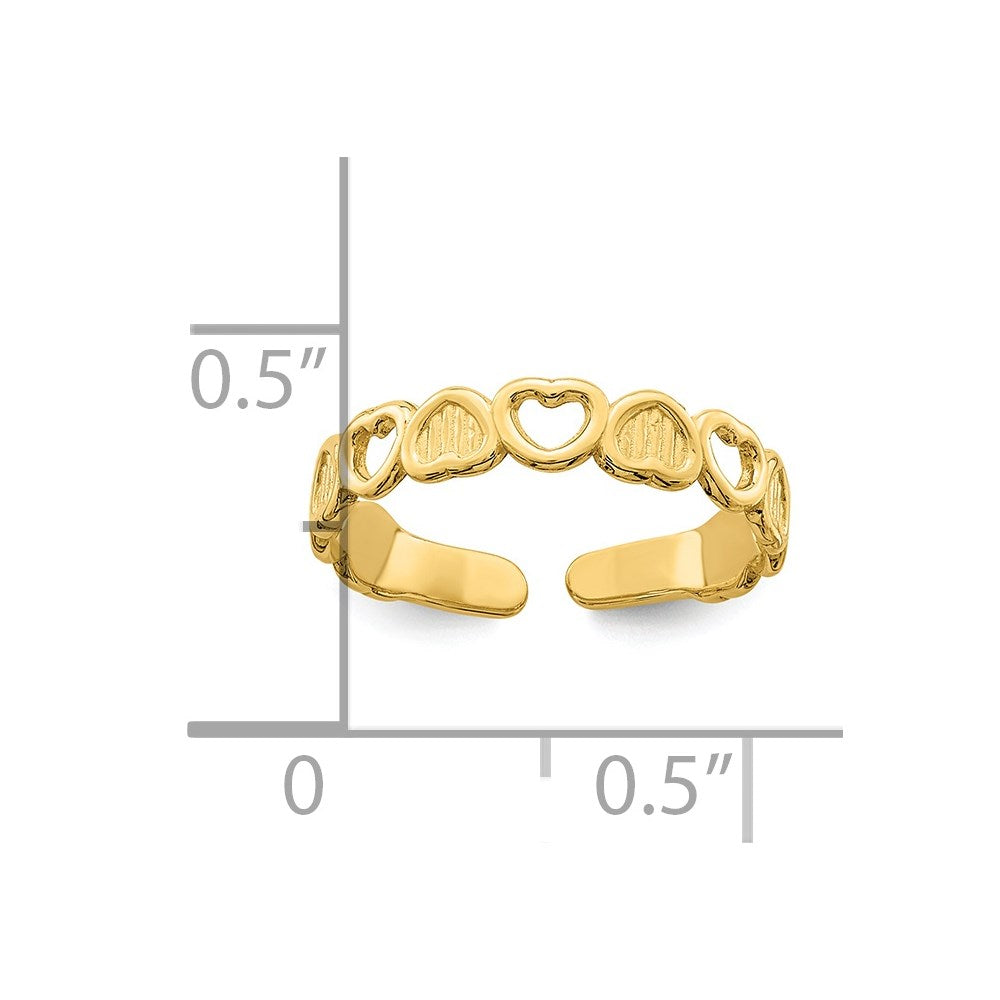 14K Gelbgold Verstellbar Herz Zehenring