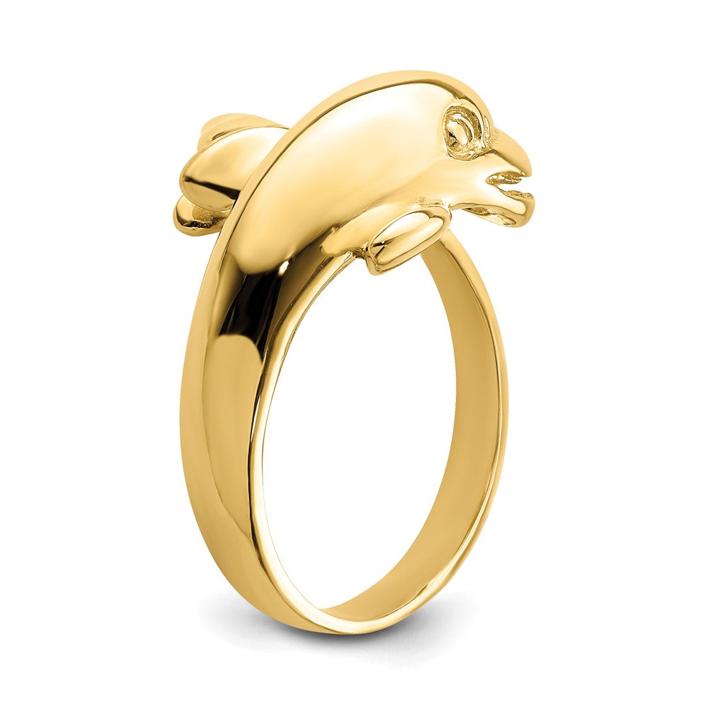 14K Gelbgold Delfinring poliert