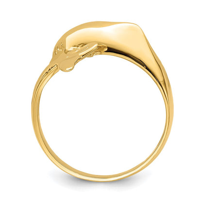 14K Gelbgold Ring mit Delfin, poliert