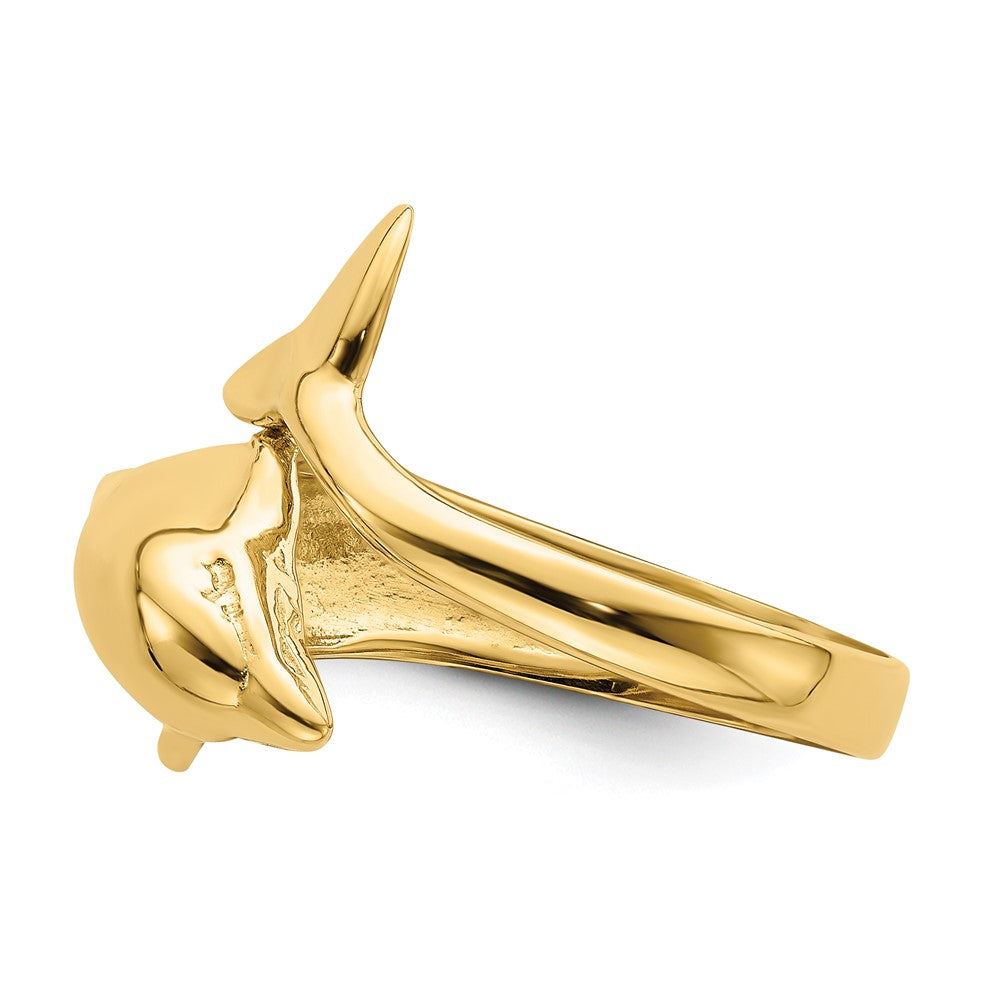 14K Gelbgold Ring mit Delfin, poliert