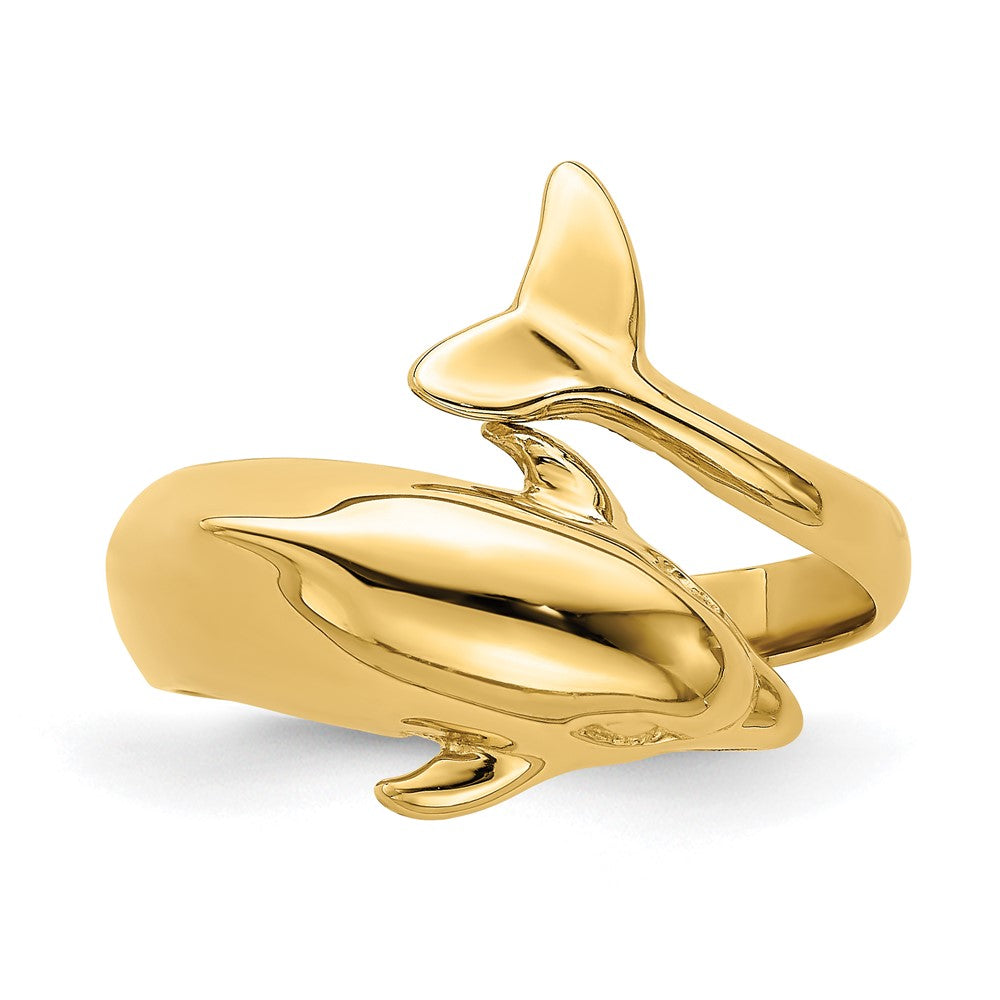 14K Gelbgold Ring mit Delfin, poliert