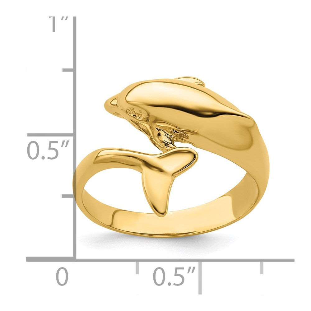 14K Gelbgold Ring mit Delfin, poliert