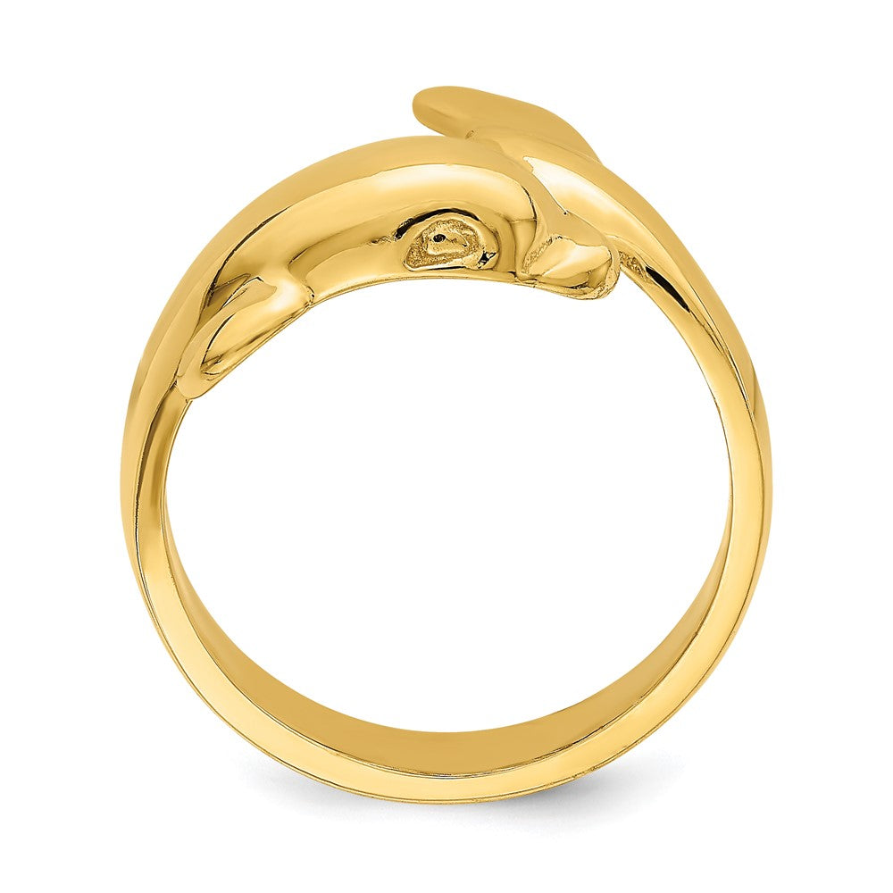 14K Gelbgold Ring mit Delfin, poliert