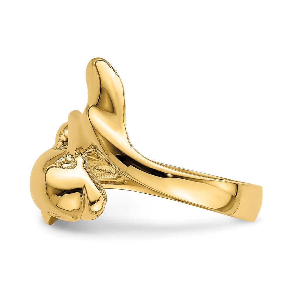 14K Gelbgold Ring mit Delfin, poliert