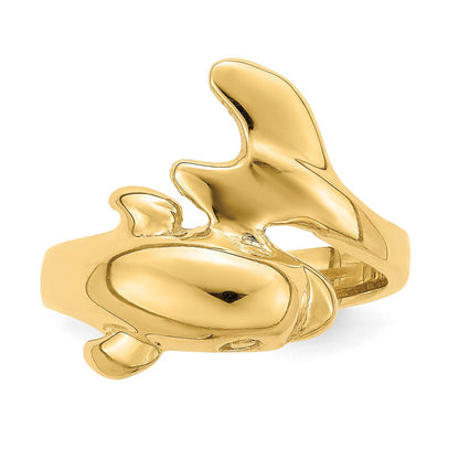 14K Gelbgold Ring mit Delfin, poliert
