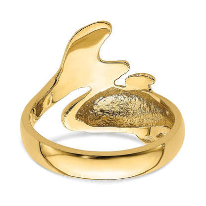 14K Gelbgold Ring mit Delfin, poliert