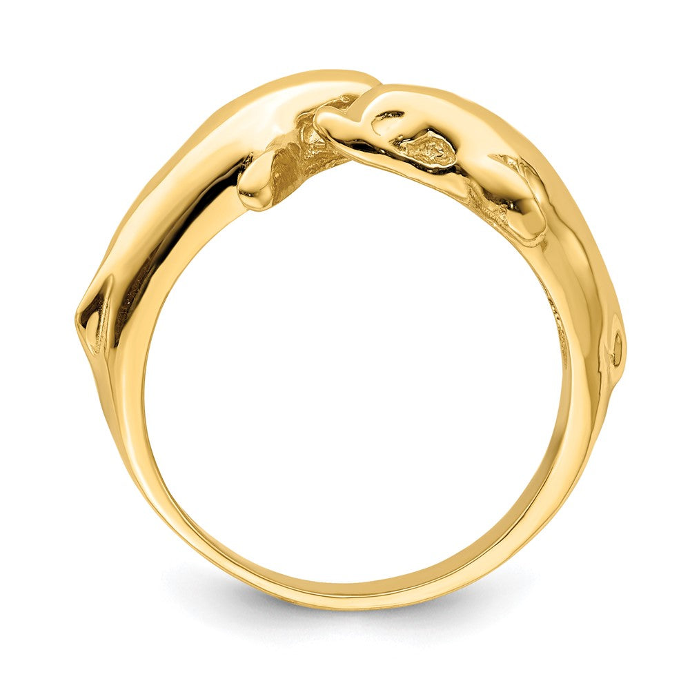 14K Gelbgold Ring mit doppeltem Delfinmotiv