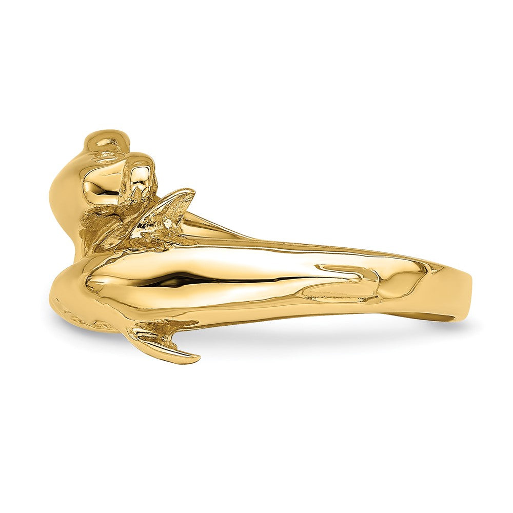14K Gelbgold Ring mit doppeltem Delfinmotiv