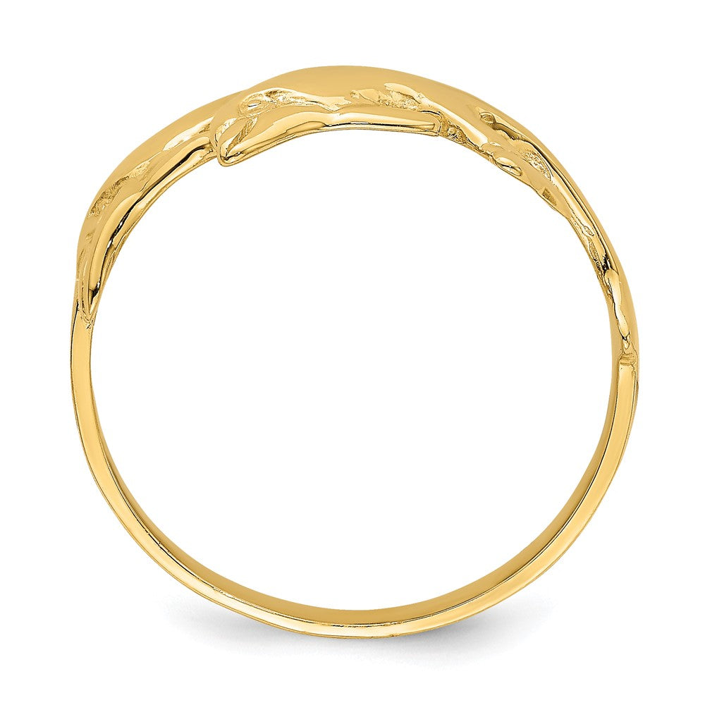 14K Gelbgold Poliert Doppel-Delfin-Ring