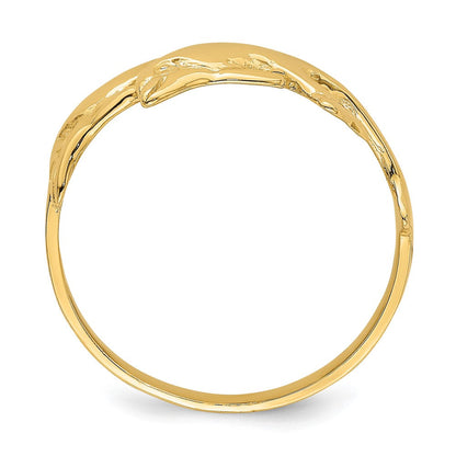 14K Gelbgold Poliert Doppel-Delfin-Ring