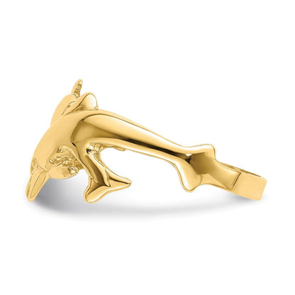 14K Gelbgold Poliert Doppel-Delfin-Ring