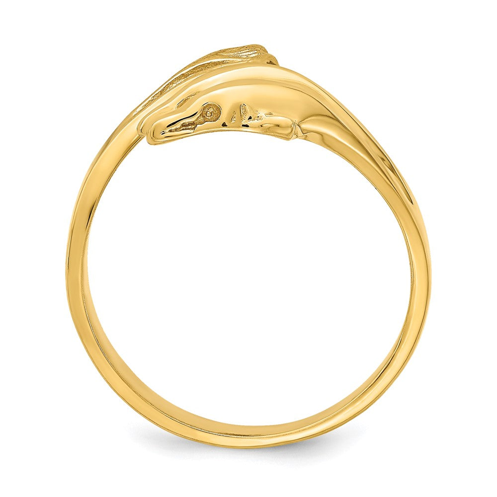 14K Gelbgold Ring mit poliertem Doppel-Delfin-Design